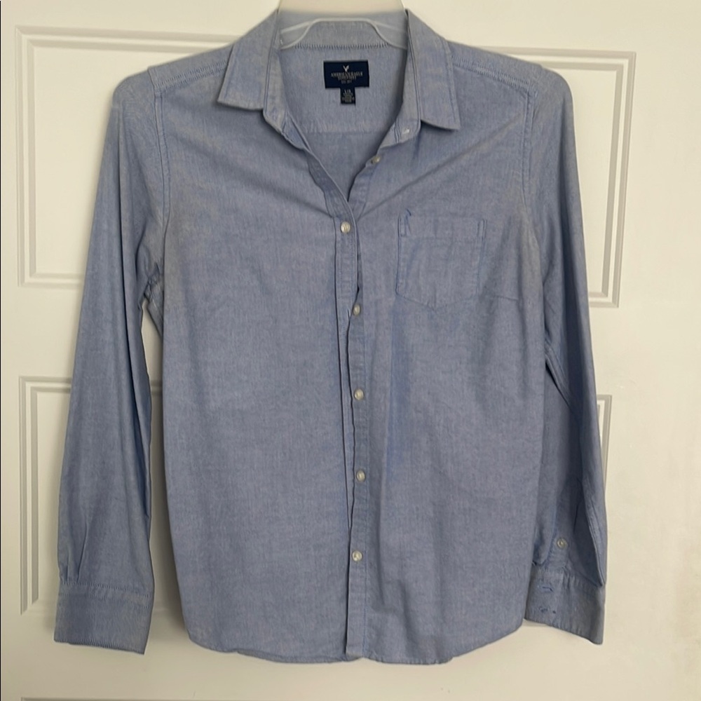 American Eagle Outfitters Blue Button Down Shirt Relaxed Fit